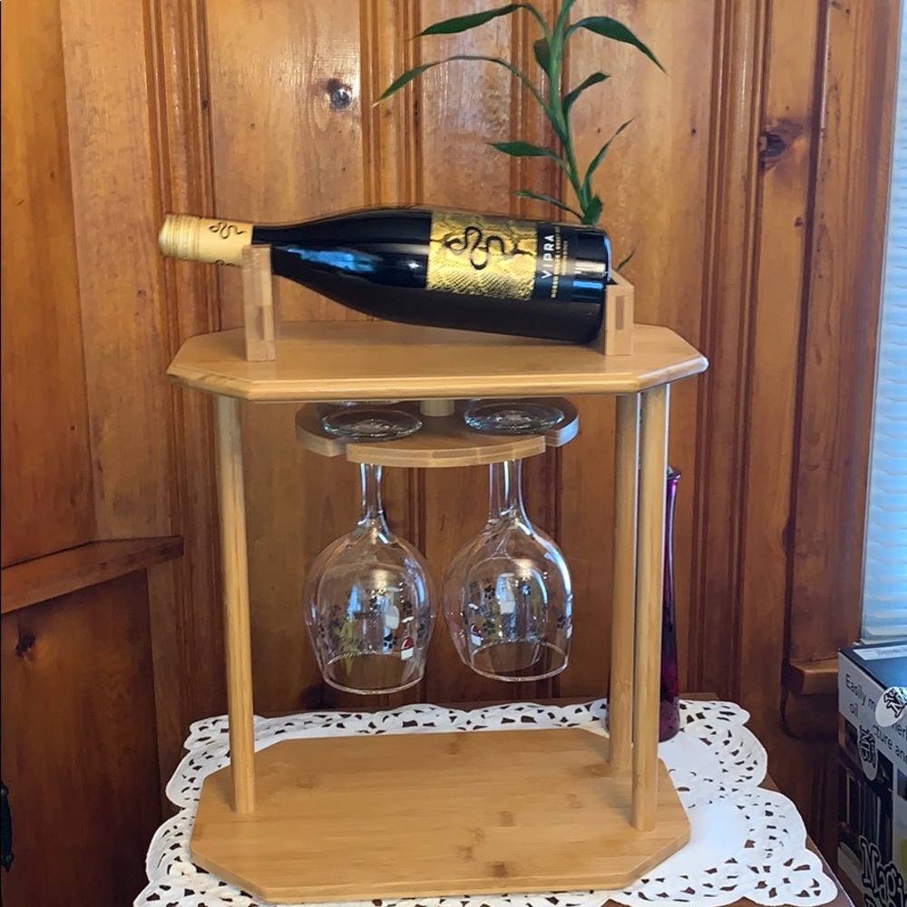 100% Bamboo wine w/ glass holder
